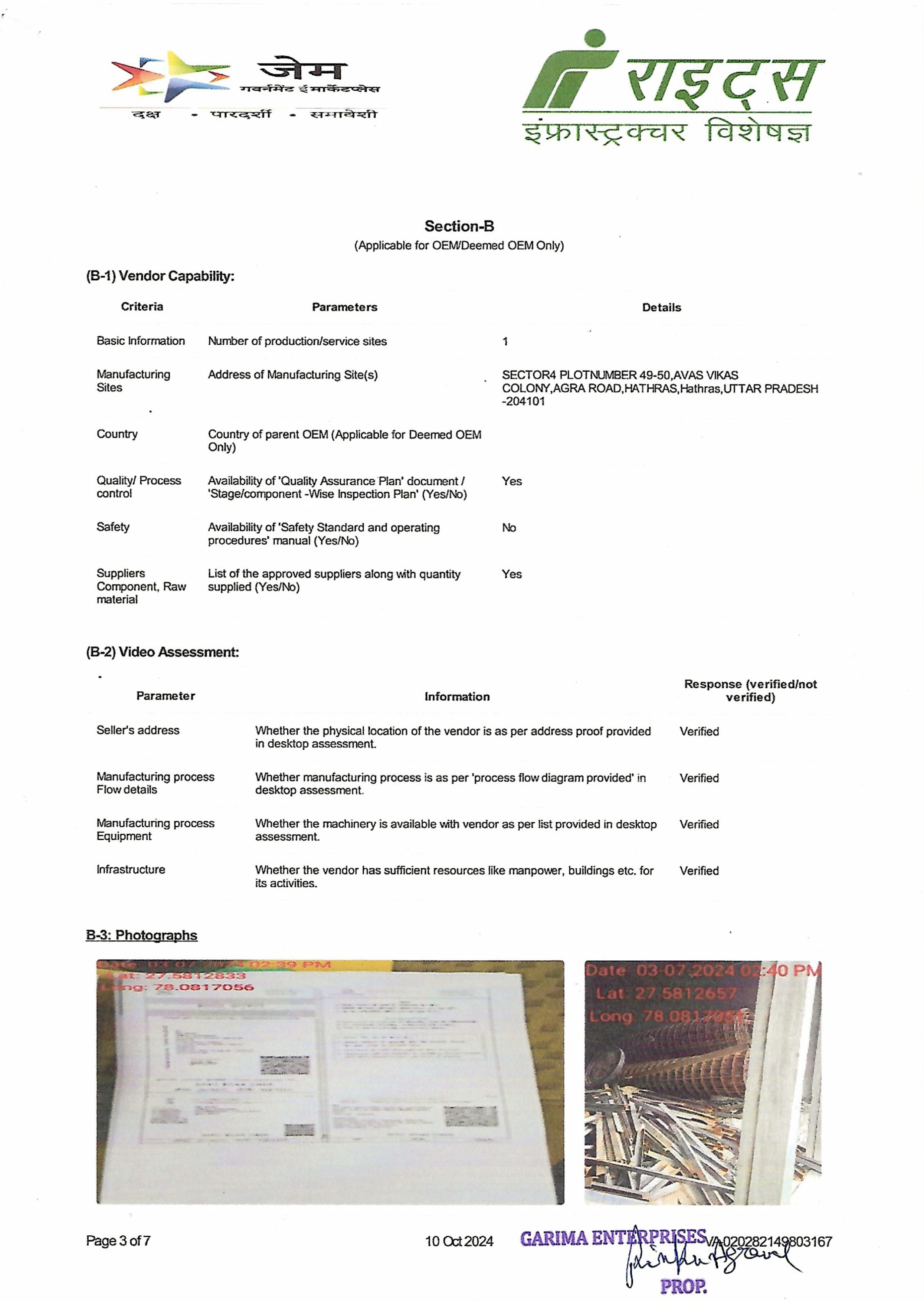 OEM Certificate Page 3